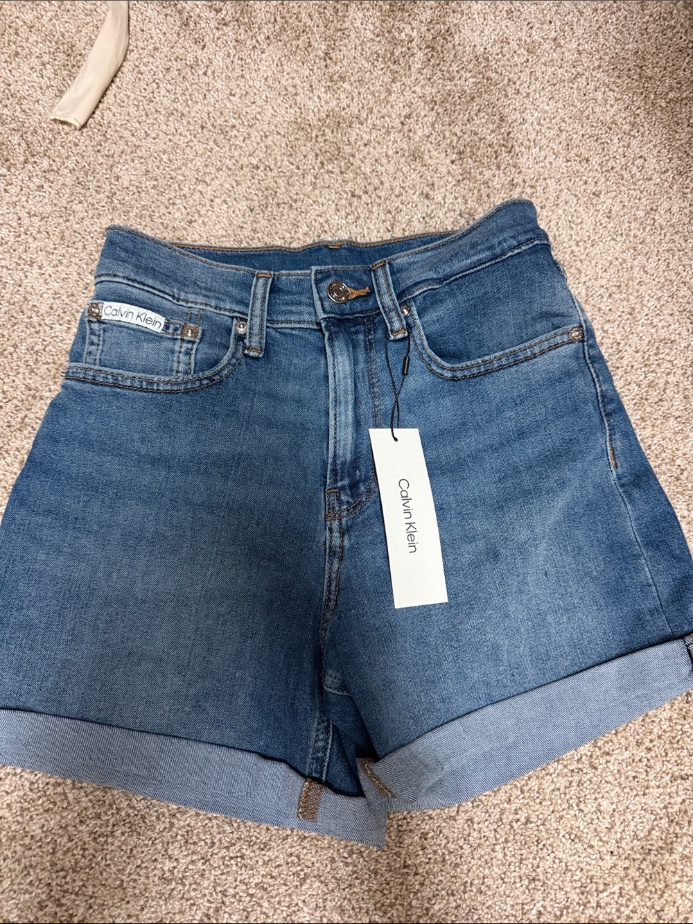 Calvin Klein Medium Blue Denim Roll-Cuff Women's Shorts